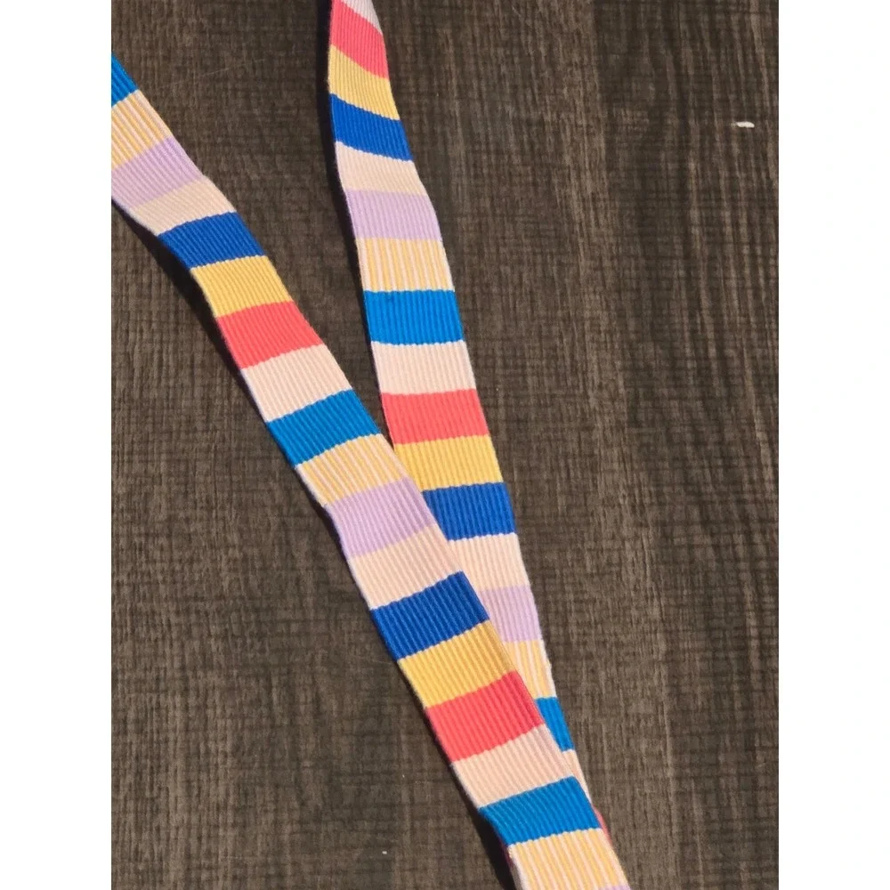 Vera Bradley Lanyard Tropics Plaid Multi Color Ribbon ID Badge Key Holder NWT